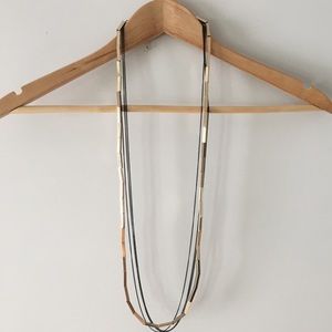 Modern Gold Black Chain Layered Necklace